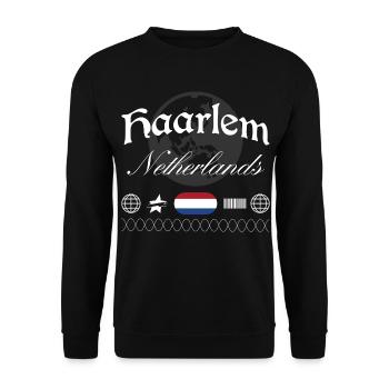 Souvenir de voyage pour streetwear aux Pays-Bas à Haarlem - Sweat-shirt Unisexe - noir - Devant - Alina (178cm) & Michal (187cm)