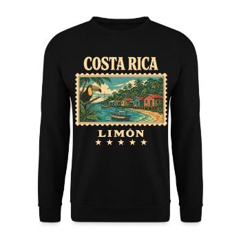 Costa Rica Limón Vintage Reisemarke - Unisex Pullover - Schwarz - Vorne - Alina (178cm) & Michal (187cm)