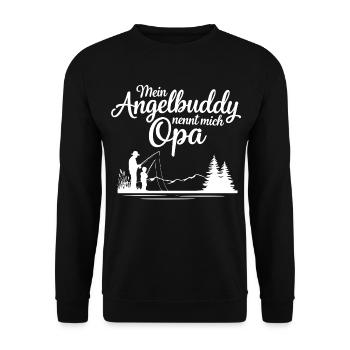 Angeln mit Opa - Unisex Pullover - Schwarz - Vorne - Alina (178cm) & Michal (187cm)