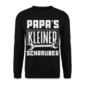 Papas Kleiner Schrauber Auto Werkstatt Kinder - Unisex Pullover - Schwarz - Vorne - Alina (178cm) & Michal (187cm)