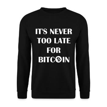 Nie zu spät für Bitcoin - Unisex Pullover - Schwarz - Vorne - Alina (178cm) & Michal (187cm)