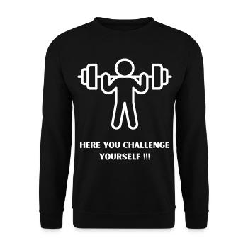 Challenge Yourself Here Gym Workout - Unisex Sweatshirt - black - Front - Alina (178cm) & Michal (187cm)