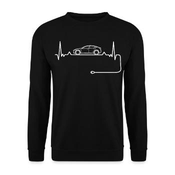 Amour des voitures électriques avec battement de cœur Voitures électriques - Sweat-shirt Unisexe - noir - Devant - Alina (178cm) & Michal (187cm)