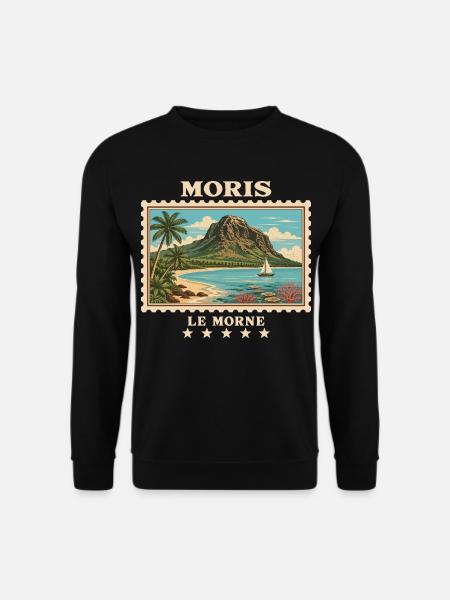 Mauritius Le Morne Vintage Reisemarke - Unisex Pullover - Schwarz