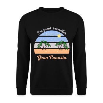 Gran Canaria Palmenstrand Retro - Unisex Pullover - Schwarz - Vorne - Alina (178cm) & Michal (187cm)