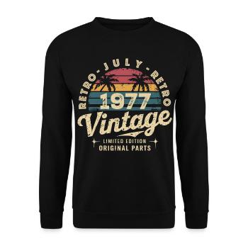 Vintage July 1977 Retro Limited Edition - Unisex Sweatshirt - black - Front - Alina (178cm) & Michal (187cm)