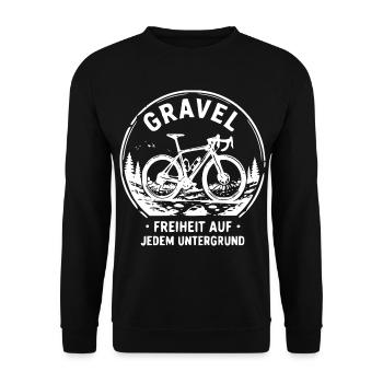 Gravel Fahrrad Freiheit Untergrund - Unisex Pullover - Schwarz - Vorne - Alina (178cm) & Michal (187cm)