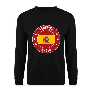 Teneriffa Spanien Runde Flaggenabzeichen - Unisex Pullover - Schwarz - Vorne - Alina (178cm) & Michal (187cm)