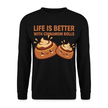 Breakfast Life Is Better With Cinnamom Rolls Funny - Unisex Sweatshirt - black - Front - Alina (178cm) & Michal (187cm)