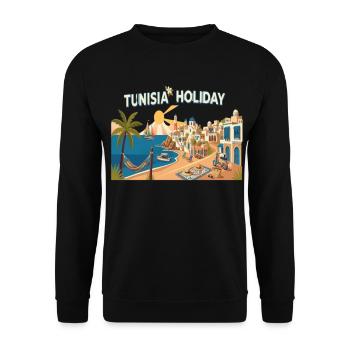 Tunisia Holiday Vintage Travel T-Shirt - Unisex Sweatshirt - black - Front - Alina (178cm) & Michal (187cm)