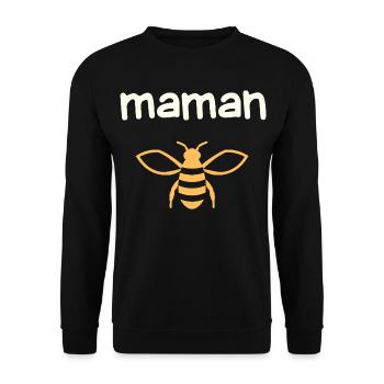 Maman Abeille sur Noir - Sweat-shirt Unisexe - noir - Devant - Alina (178cm) & Michal (187cm)