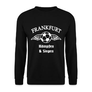 Frankfurt Fußball Flügel-Emblem - Unisex Pullover - Schwarz - Vorne - Alina (178cm) & Michal (187cm)