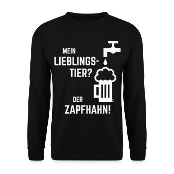 Mein Lieblingstier? Der Zapfhahn! (Bier / White) - Unisex Pullover - Schwarz - Vorne - Alina (178cm) & Michal (187cm)