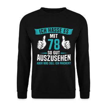 78 Jahre 78. Geburtstag Mann Frau 78 Jahre - Unisex Pullover - Schwarz - Vorne - Alina (178cm) & Michal (187cm)