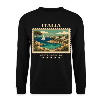 Italien Vintage Reisemarke - Unisex Pullover - Schwarz - Vorne - Alina (178cm) & Michal (187cm)
