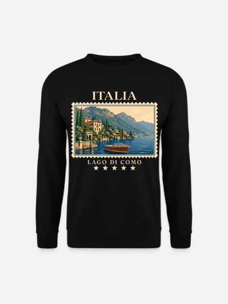 Italien Lago di Como Vintage Reisemarke - Unisex Pullover - Schwarz