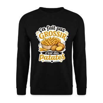 Ça fait pas grossir c'est des patates (Frites) - Sweat-shirt Unisexe - noir - Devant - Alina (178cm) & Michal (187cm)