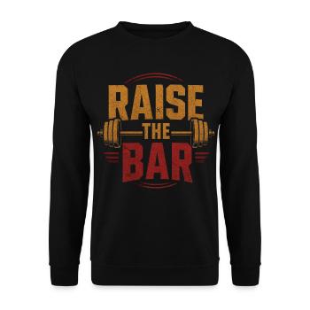 Motivation à la barre avec haltère dans la salle de sport - Sweat-shirt Unisexe - noir - Devant - Alina (178cm) & Michal (187cm)