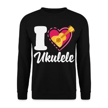 Lustiges Ukulele Designs Und Sprüche - Unisex Pullover - Schwarz - Vorne - Alina (178cm) & Michal (187cm)
