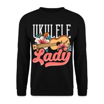 Lustiges Ukulele Designs Und Sprüche - Unisex Pullover - Schwarz - Vorne - Alina (178cm) & Michal (187cm)