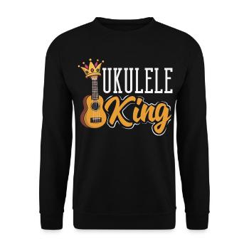 Lustiges Ukulele Designs Und Sprüche - Unisex Pullover - Schwarz - Vorne - Alina (178cm) & Michal (187cm)