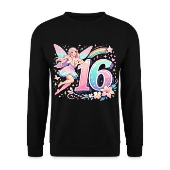 Elfe du 16e anniversaire – Design graphique pastel - Sweat-shirt Unisexe - noir - Devant - Alina (178cm) & Michal (187cm)