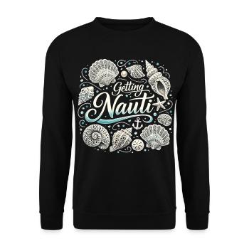 Chemise féminine pour enterrement de vie de garçon maritime - Obtenir une coquille Nauti - Sweat-shirt Unisexe - noir - Devant - Alina (178cm) & Michal (187cm)