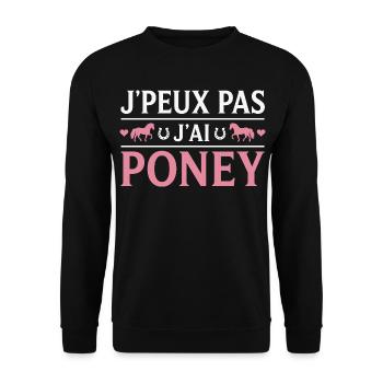Poney Cadeau humour personnalisé - Sweat-shirt Unisexe - noir - Devant - Alina (178cm) & Michal (187cm)
