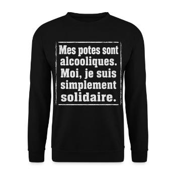 Alcool Cadeau humour personnalisé - Sweat-shirt Unisexe - noir - Devant - Alina (178cm) & Michal (187cm)