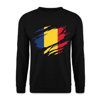 Rumänische Rumänische Flagge Rumänisch - Unisex Pullover - Schwarz - Vorne - Alina (178cm) & Michal (187cm)