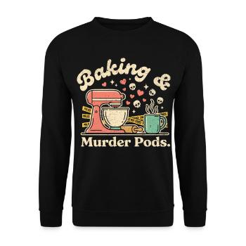 Baking and Murder - Unisex Pullover - Schwarz - Vorne - Alina (178cm) & Michal (187cm)