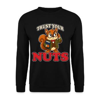 Faites confiance à vos noix Mascotte drôle du professeur écureuil - Sweat-shirt Unisexe - noir - Devant - Alina (178cm) & Michal (187cm)