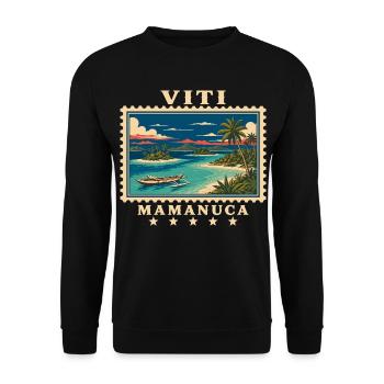 Marque de voyage vintage Mamanuca aux Fidji - Sweat-shirt Unisexe - noir - Devant - Alina (178cm) & Michal (187cm)