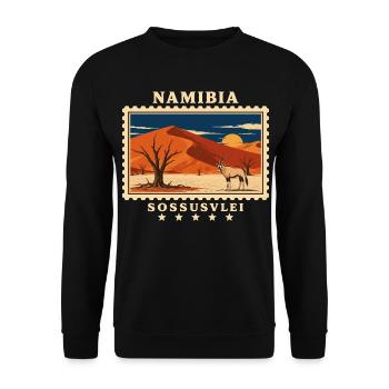 Namibia Sossusvlei Vintage Travel Brand - Unisex Sweatshirt - black - Front - Alina (178cm) & Michal (187cm)