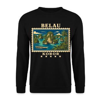 Palau Koror Vintage Travel Brand - Unisex Sweatshirt - black - Front - Alina (178cm) & Michal (187cm)