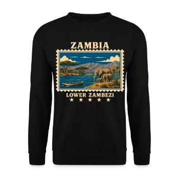 Marque de voyage vintage Zambie Lower Zambeze - Sweat-shirt Unisexe - noir - Devant - Alina (178cm) & Michal (187cm)