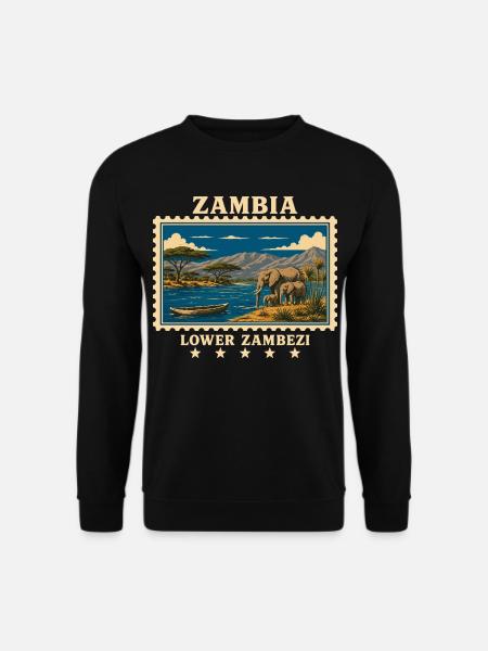 Sambia Lower Zambezi Vintage Reisemarke - Unisex Pullover - Schwarz