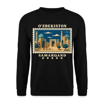 Usbekistan Samarqand Vintage Reisemarke - Unisex Pullover - Schwarz - Vorne - Alina (178cm) & Michal (187cm)