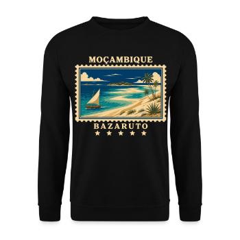Mosambik Bazaruto Vintage Reisemarke - Unisex Pullover - Schwarz - Vorne - Alina (178cm) & Michal (187cm)