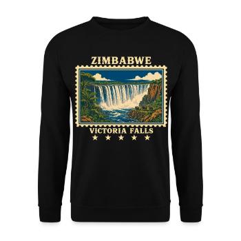 Marque de voyage vintage aux chutes Victoria du Zimbabwe - Sweat-shirt Unisexe - noir - Devant - Alina (178cm) & Michal (187cm)