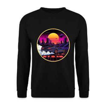 Design de voitures de sport rétro cyberpunk des années 80 surpassées - Sweat-shirt Unisexe - noir - Devant - Alina (178cm) & Michal (187cm)
