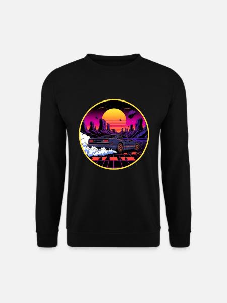 80er Retro Cyberpunk Outrun Sportwagendesign - Unisex Pullover - Schwarz