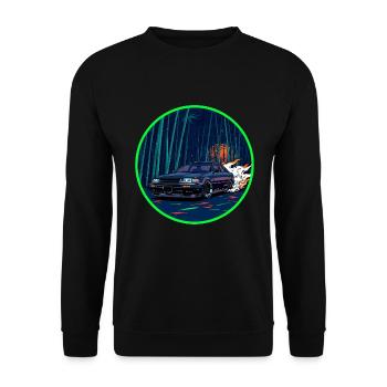 Art rétro des années 80 JDM Bamboo Forest Flame Art - Sweat-shirt Unisexe - noir - Devant - Alina (178cm) & Michal (187cm)