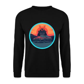 Retro 90s JDM Samurai Kabuto Warrior Sports Car - Unisex Sweatshirt - black - Front - Alina (178cm) & Michal (187cm)