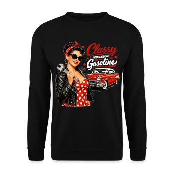 Pin-Up vintage : classe avec un peu d’essence - Sweat-shirt Unisexe - noir - Devant - Alina (178cm) & Michal (187cm)