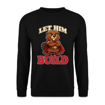 Laissez-le construire une mascotte drôle de mème de castor romain - Sweat-shirt Unisexe - noir - Devant - Alina (178cm) & Michal (187cm)