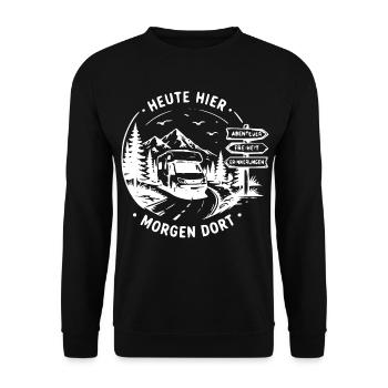 Heute Hier Morgen Dort Vanlife - Unisex Pullover - Schwarz - Vorne - Alina (178cm) & Michal (187cm)