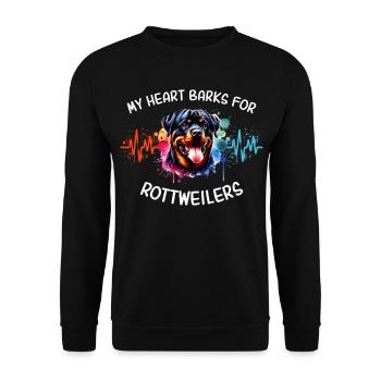 Rottweiler Heart Line - Unisex Sweatshirt - black - Front - Alina (178cm) & Michal (187cm)