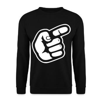 Direction pointée de la main avec le doigt - Sweat-shirt Unisexe - noir - Devant - Alina (178cm) & Michal (187cm)