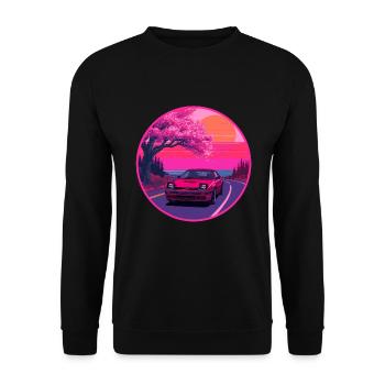 Emblème rétro des années 80 de la JDM FC Coupe Sakura Sunset - Sweat-shirt Unisexe - noir - Devant - Alina (178cm) & Michal (187cm)